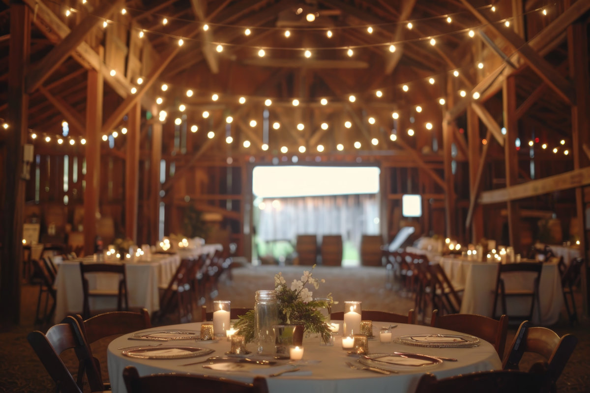 Event party lighting with string lights in Austin