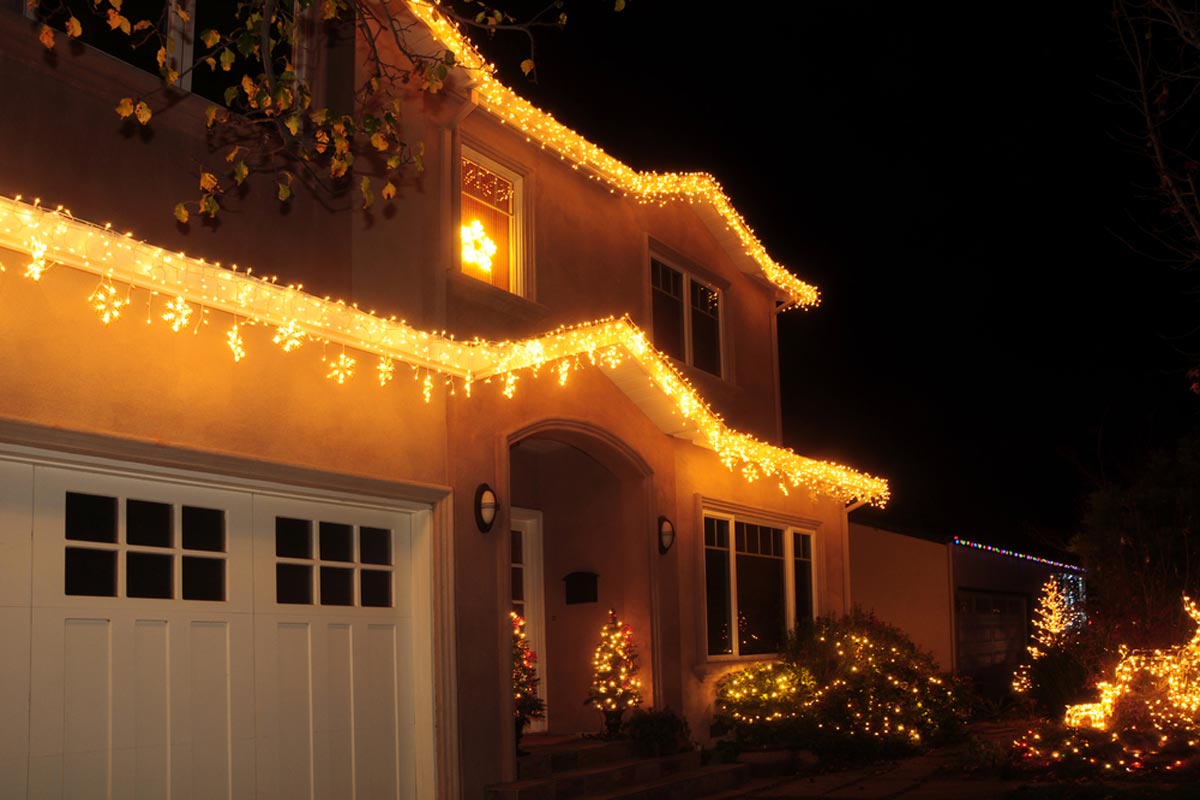 Holiday lights neatly stored in labeled bins