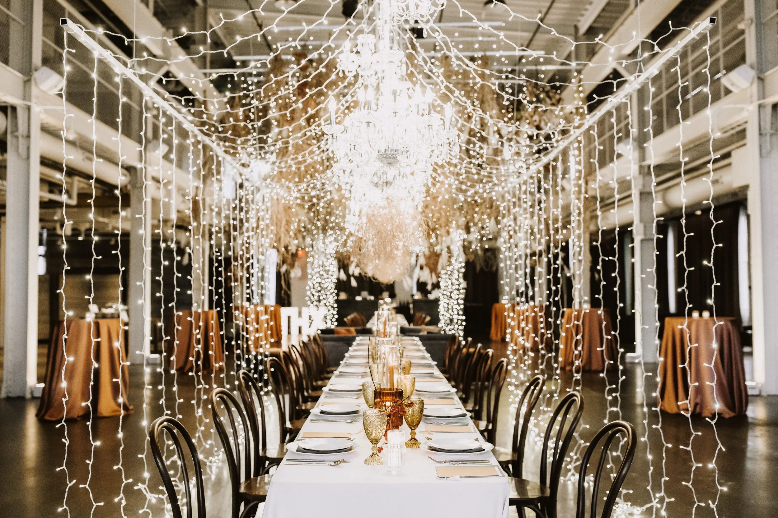 Romantic wedding ceremony lighting